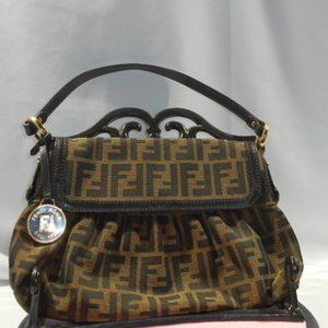 Fendi flap clutch bag, Zucca Print, canvas, 129-2516, Serial 8BR445-D14